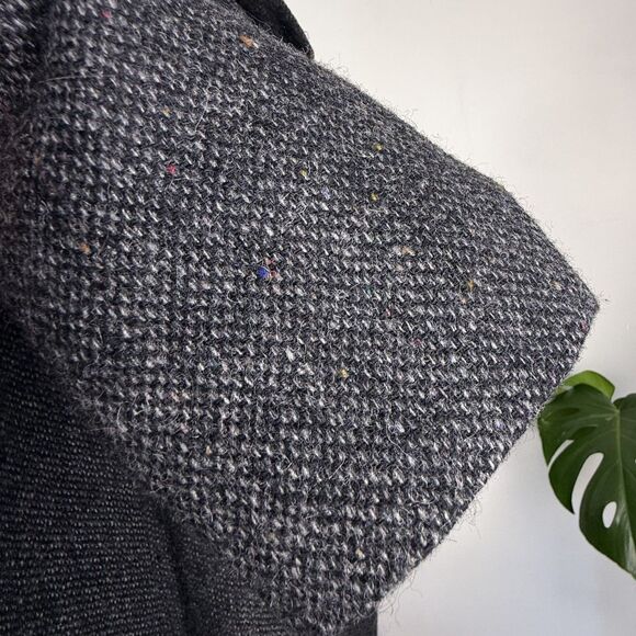 Vintage 80s 90s Wool Tweed Oversized Blazer Gray Donegal Style - Picture 10 of 14